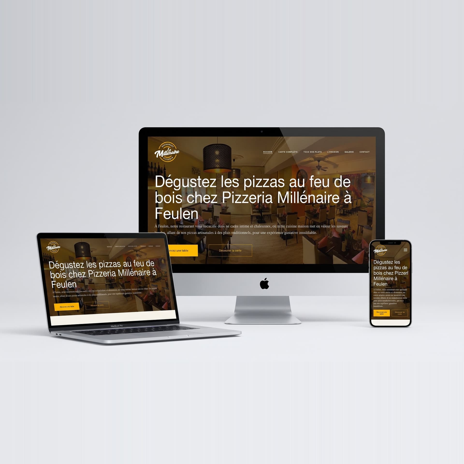 Digital menu and bookings for Pizzeria Millénaire